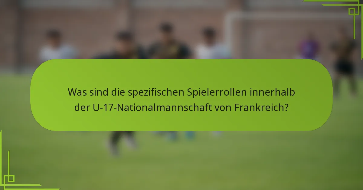 Was sind die spezifischen Spielerrollen innerhalb der U-17-Nationalmannschaft von Frankreich?