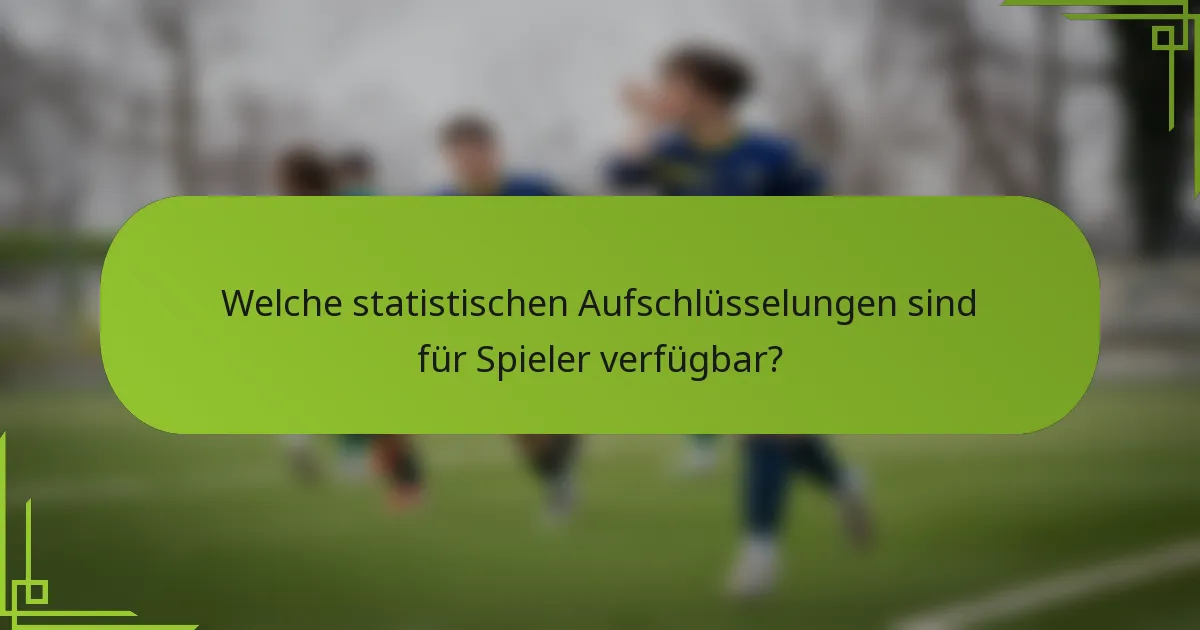 Welche statistischen Aufschlüsselungen sind für Spieler verfügbar?