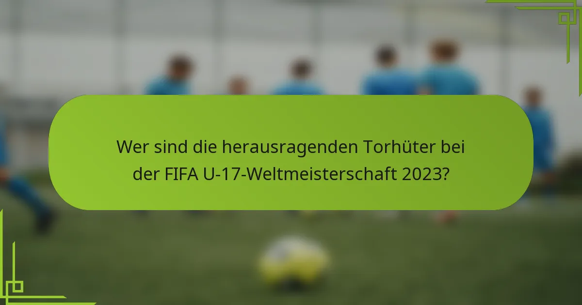 Wer sind die herausragenden Torhüter bei der FIFA U-17-Weltmeisterschaft 2023?